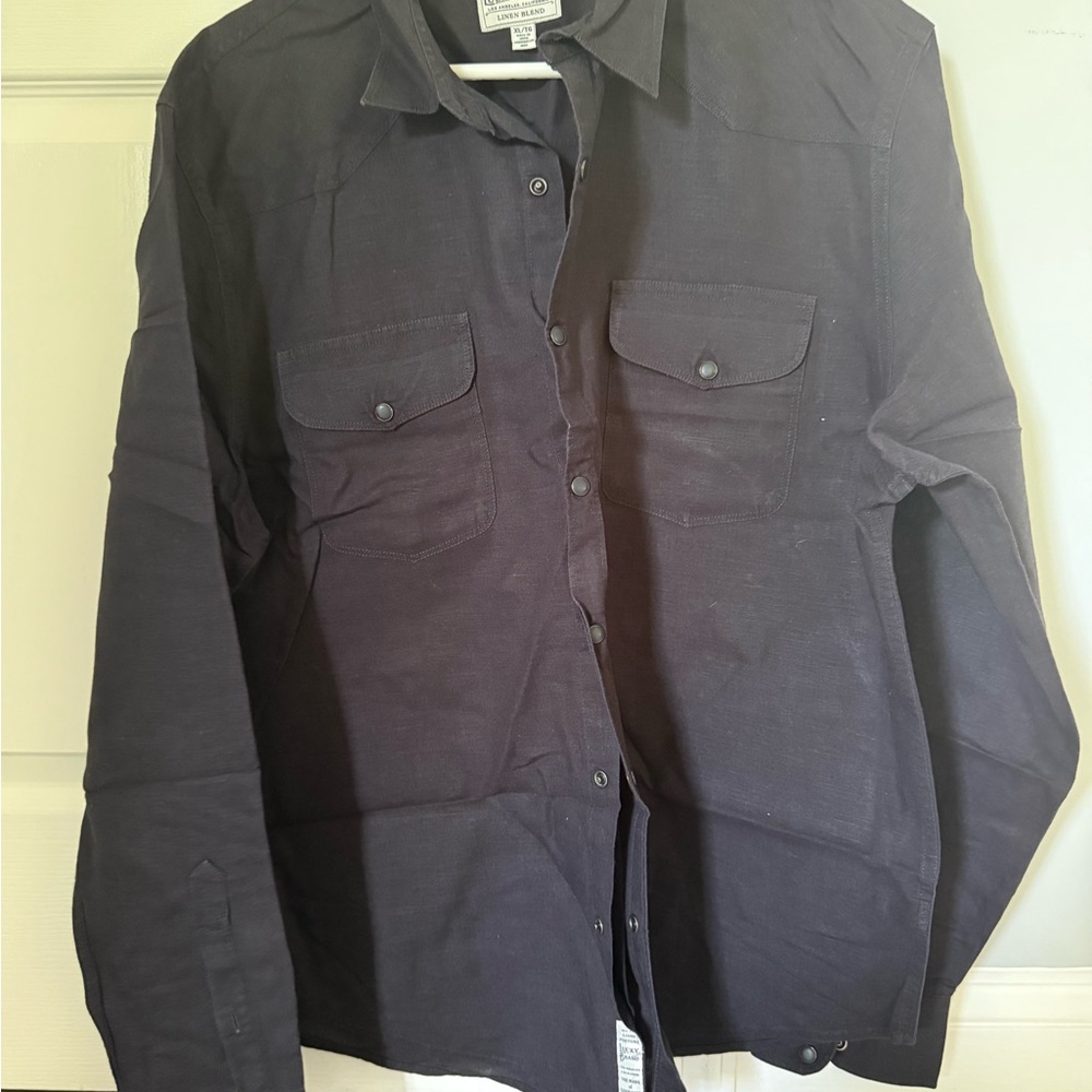 Lucky Brand Dark Linen Blend Shirt